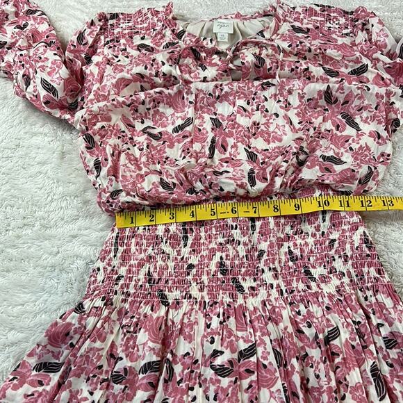 Roan and Rya florap print pink smocked waist blouson dress, xs - Picture 6 of 9